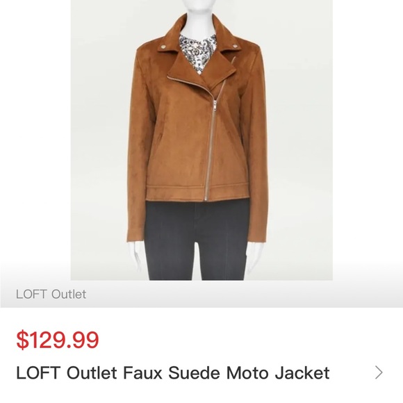 NWOT | LOFT Faux Suede Moto Jacket | Size XS - Picture 7 of 7